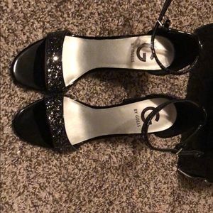 Black sparkly high heels